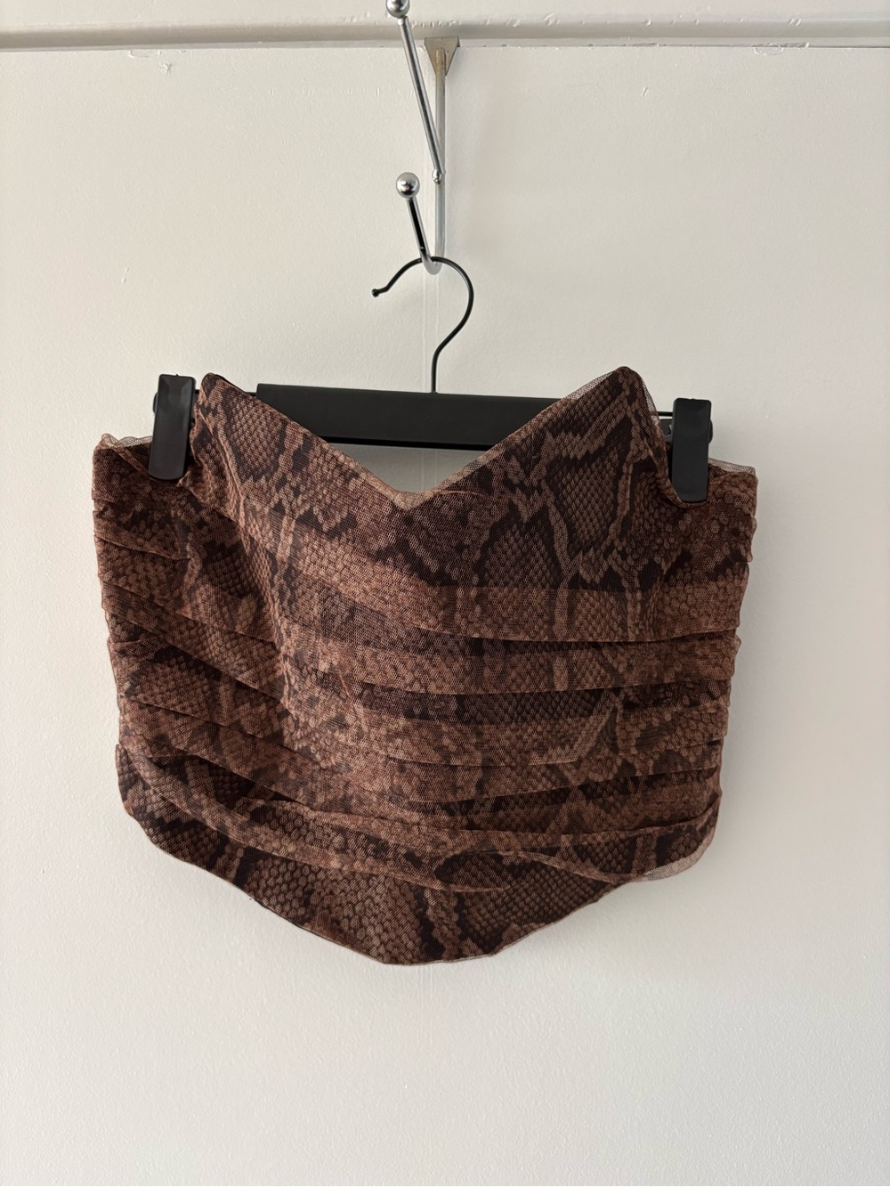 Brown Snake-Print Strapless Corset Top